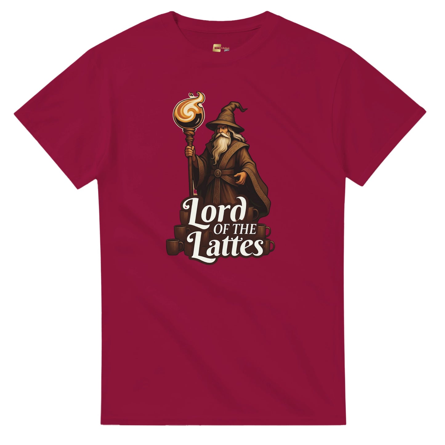 Lord of the Lattes graphic design on a Heavyweight T-shirt