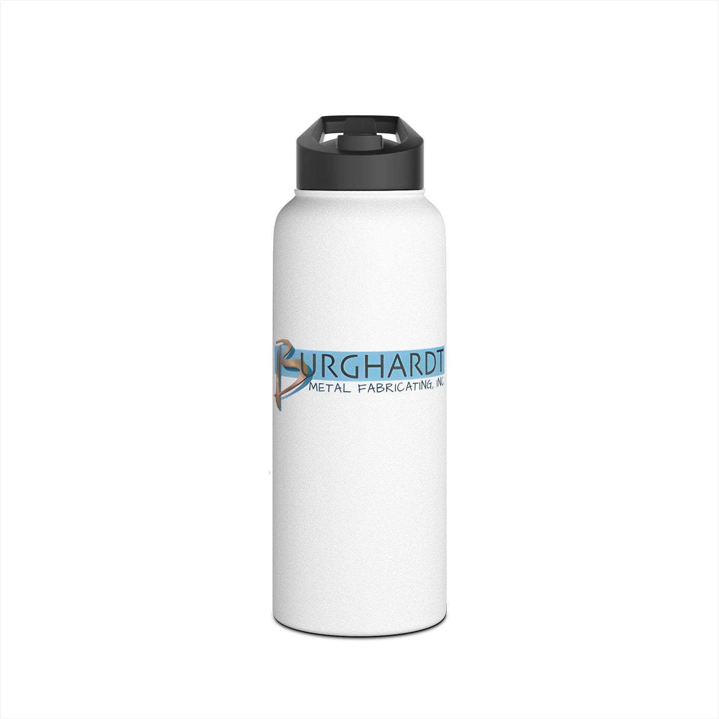 Burghardt Metal Fabricating, Inc., logo on a Stainless Steel Water Bottle