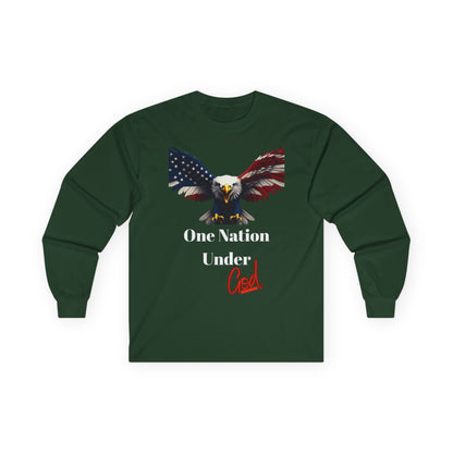 One Nation Under God Patriotic Eagle on a long sleeve tee