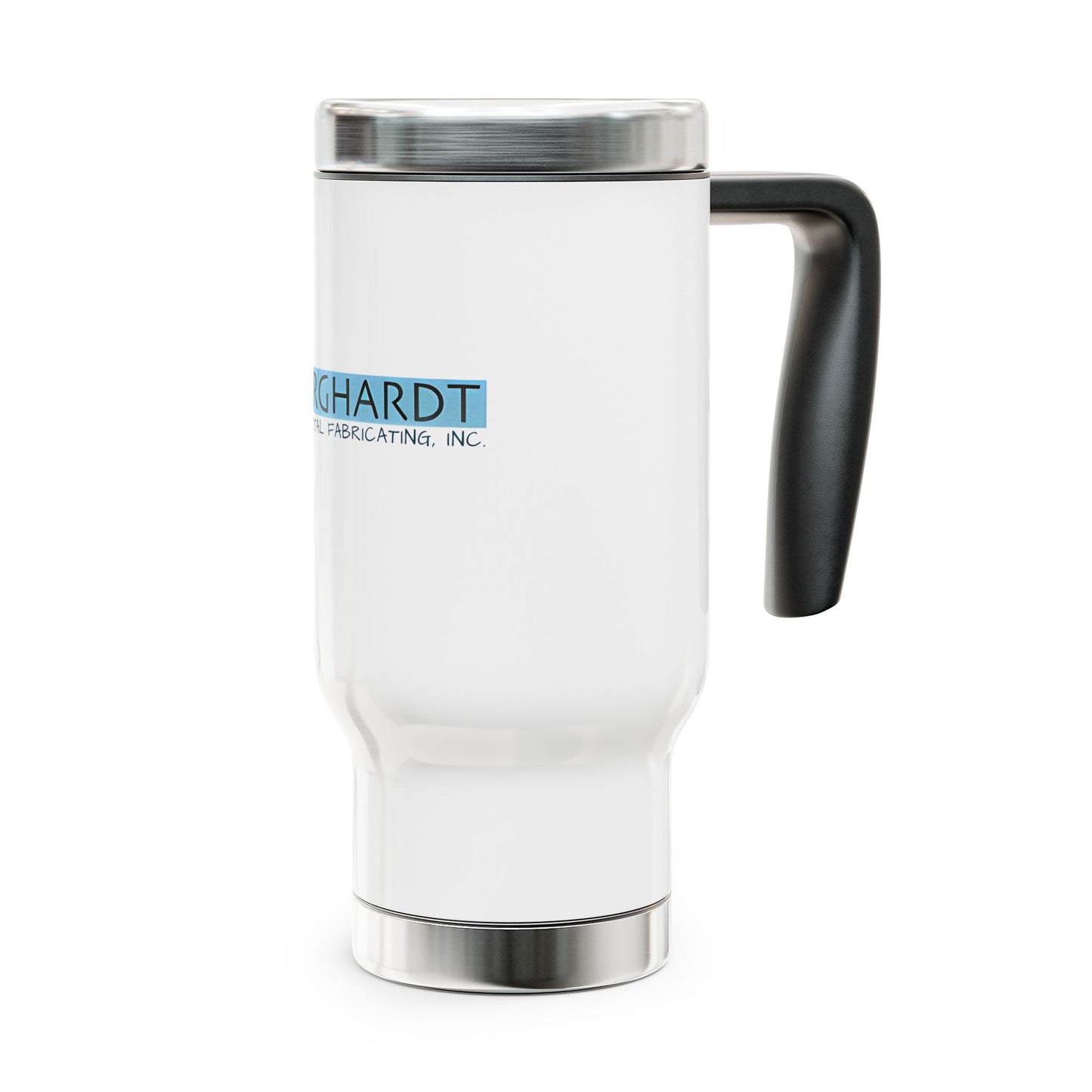 Burghardt Metal Fabricating, Inc., logo on a 14oz SS Travel Mug with Handle