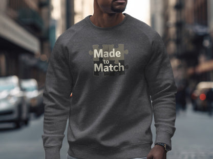 'Made to Match Graphic Sweatshirt with Puzzle Design'