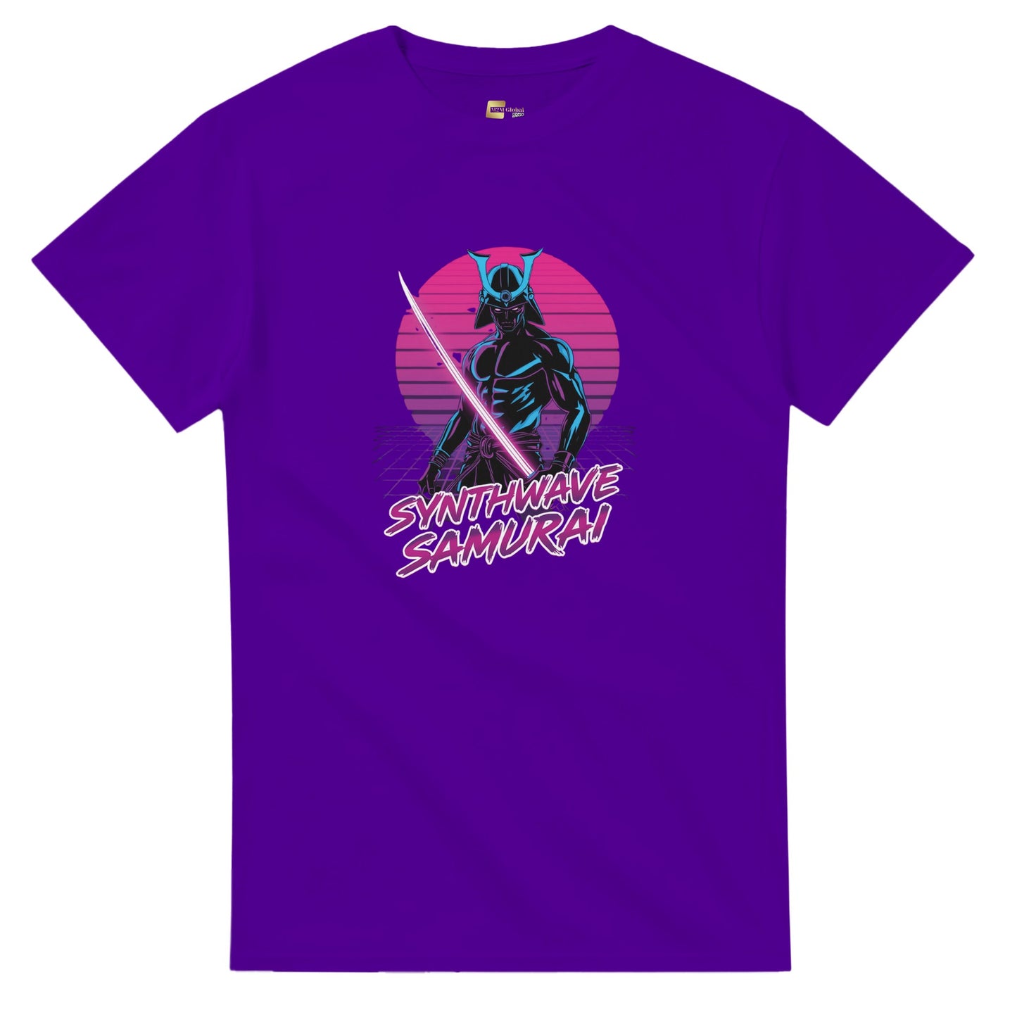 Synthwave Samurai graphic design on a Heavyweight T-shirt