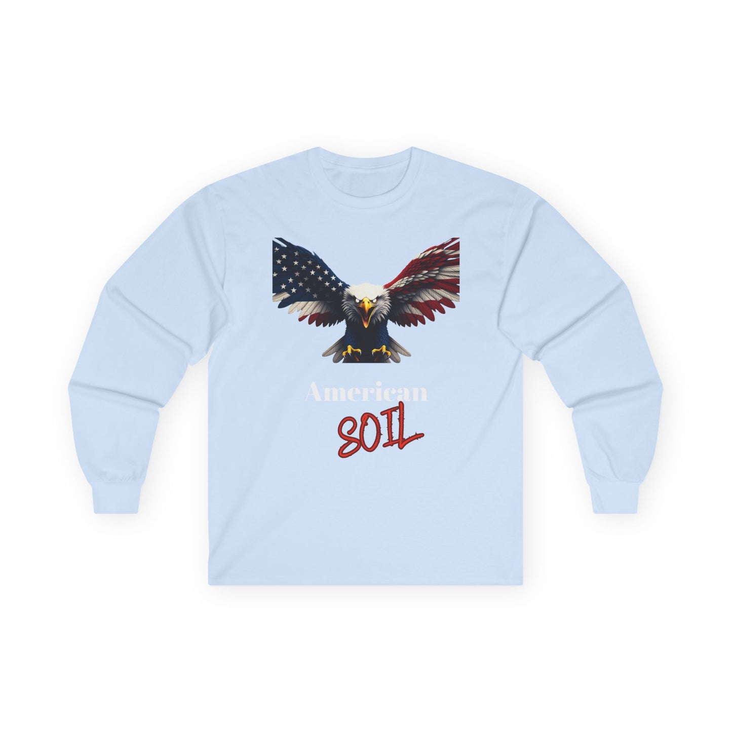 American Soil Patriotic Eagle on a long sleeve tee