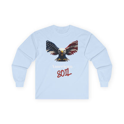 American Soil Patriotic Eagle on a long sleeve tee
