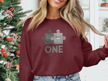 Built as One Puzzle Piece Maroon Sweatshirt