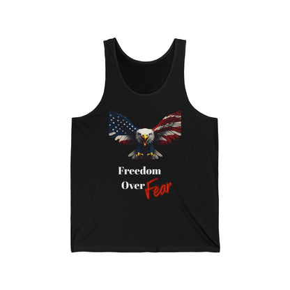 Freedom Over Fear Patriotic Eagle on a Premium Tank Top