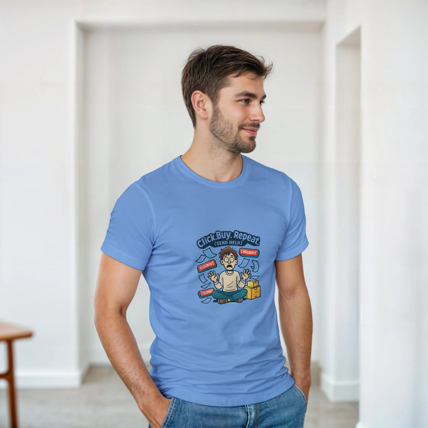 Click Buy Repeat Send Help heavyweight t-shirt mockup