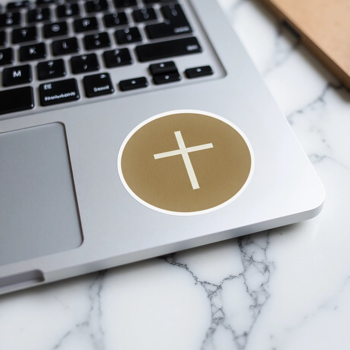 Minimalist White Cross Muted Brown Circle Design product type