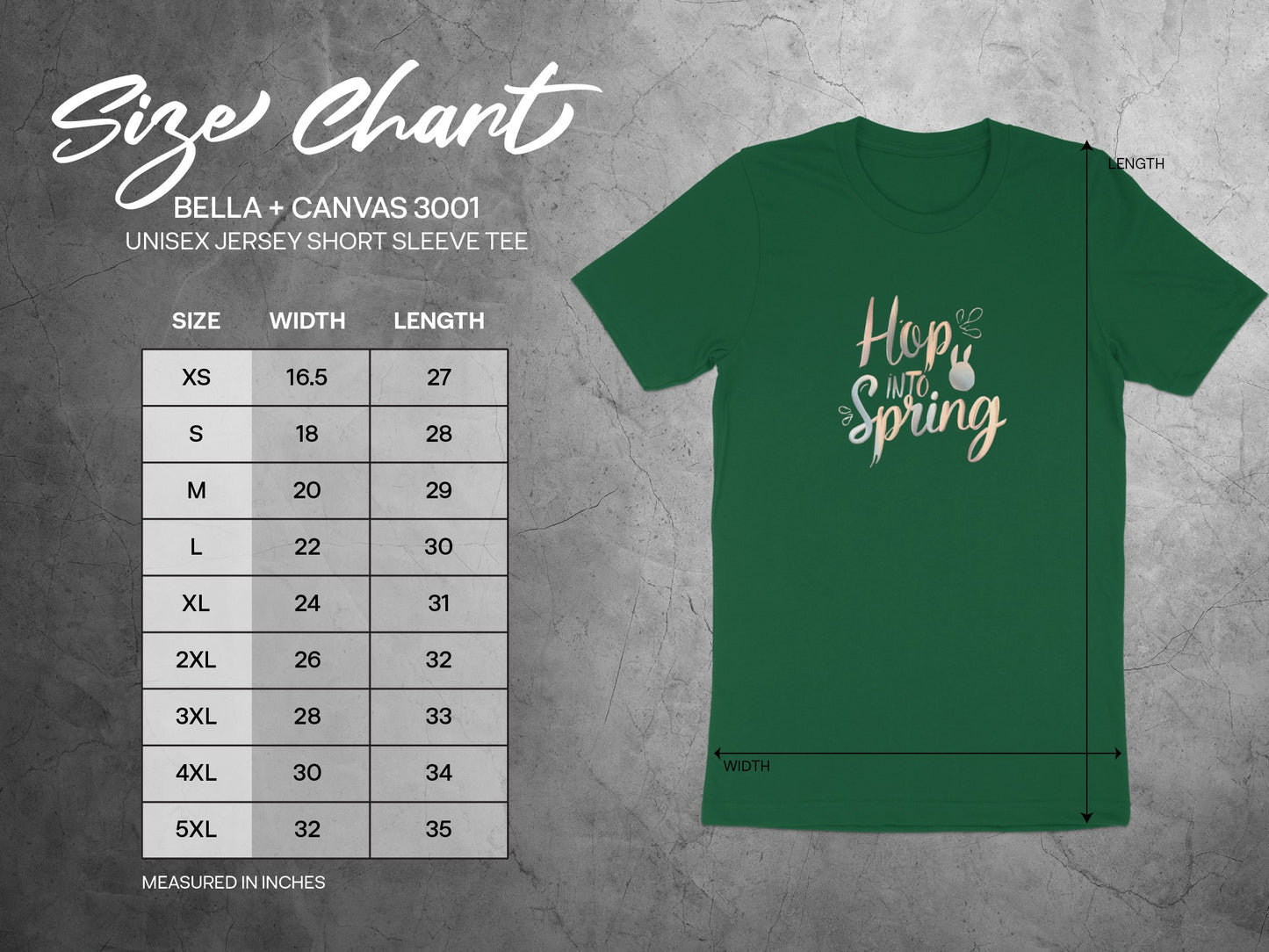 Hop INTO Spring Unisex Bella Canvas 3001 Tee product type
T-shirt, Tee, Hop INTO Spring, Spring, Easter, Bella Canvas 3001, Unisex, Green shirt, Graphic tee, Custom apparel, Gift idea, Clothing, Fashion, Seasonal wear, Bunny design, Casual top, Women's tee, Men's tee, Adult clothing, Trendy shirt