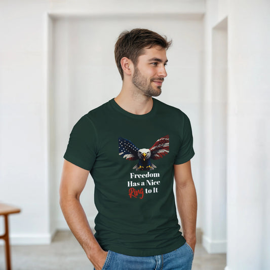 Freedom Has A Nice Ring To It Patriotic Eagle on a Heavyweight T-shirt