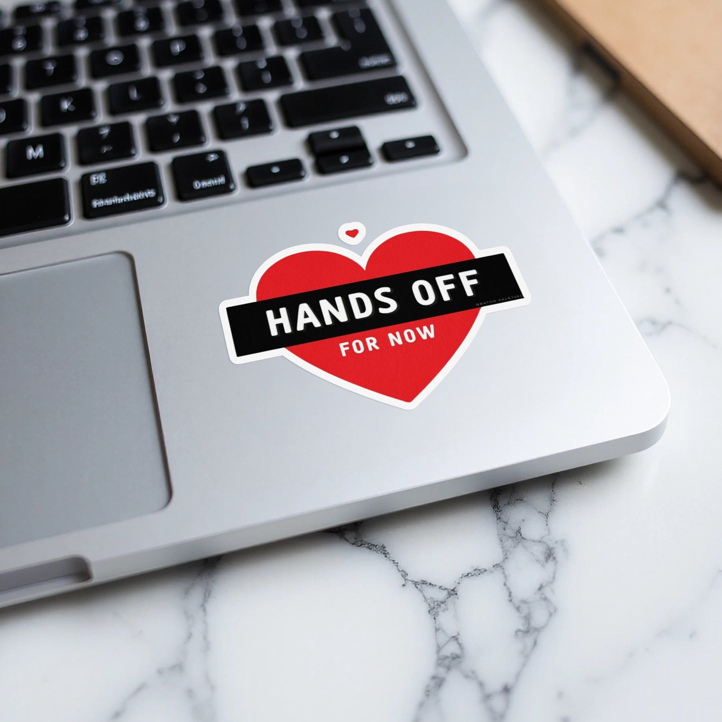 Hands Off For Now Heart Shaped Sticker for Laptops