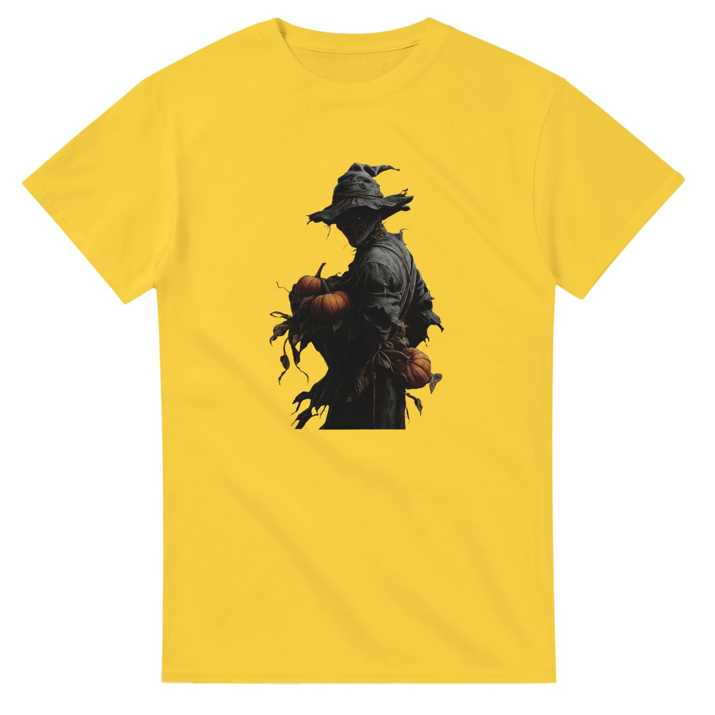 Spooky Pumpkin Scarecrow on a Heavyweight T-shirt