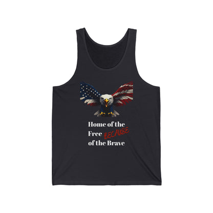 Home Of The Free Because Of The Brave Patriotic Eagle on a Premium Tank Top