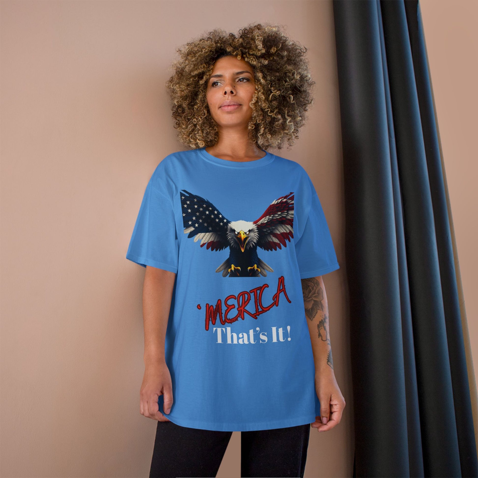 Merica. That's It Patriotic Eagle on a Champion T-shirt