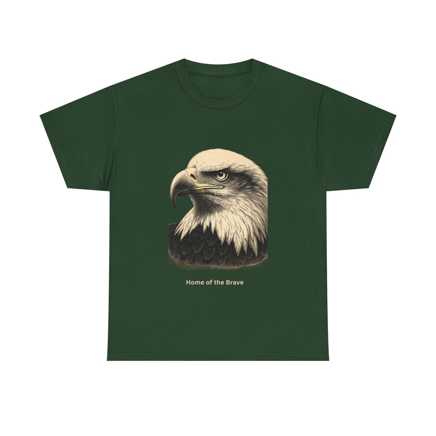 Engraved Eagle - Home of the Brave - muted text on the bottom of a Heavyweight T-shirt
