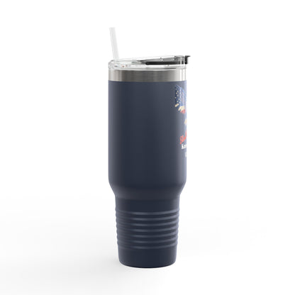 Stand For The Flag Kneel For The Cross Patriotic Eagle on a 40oz Insulated Travel Mug
