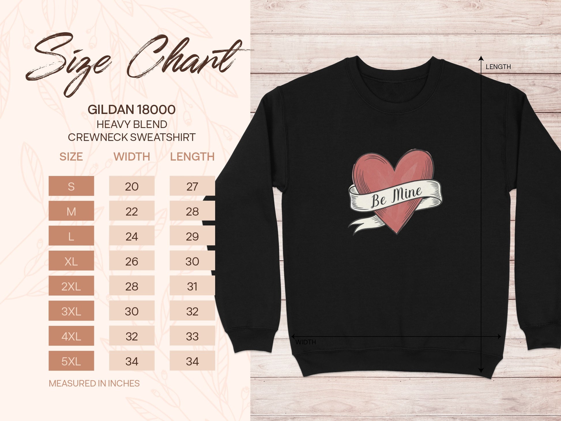Be Mine Heart Themed Gildan Heavy Blend Crewneck Sweatshirt