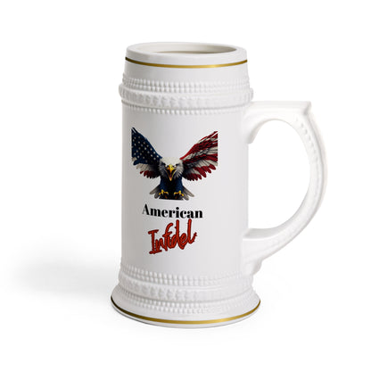 Patriotic Eagle American Infidel Patriotic Eagle on a 22oz Ceramic Beer Stein