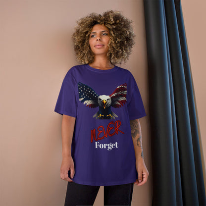Never Forget Patriotic Eagle on a Champion T-shirt