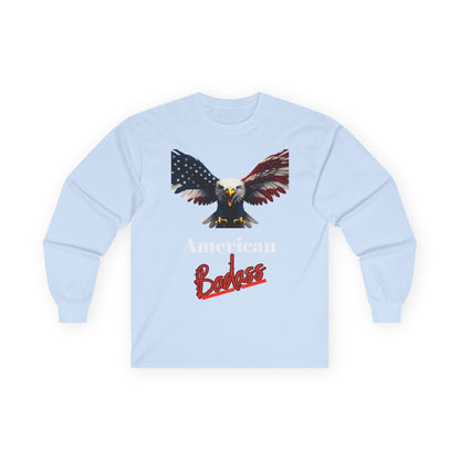 American Badass Patriotic Eagle on a long sleeve tee