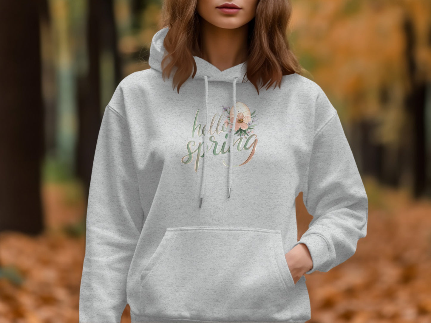 Hello Spring Hoodie with Floral Design Casual Wear