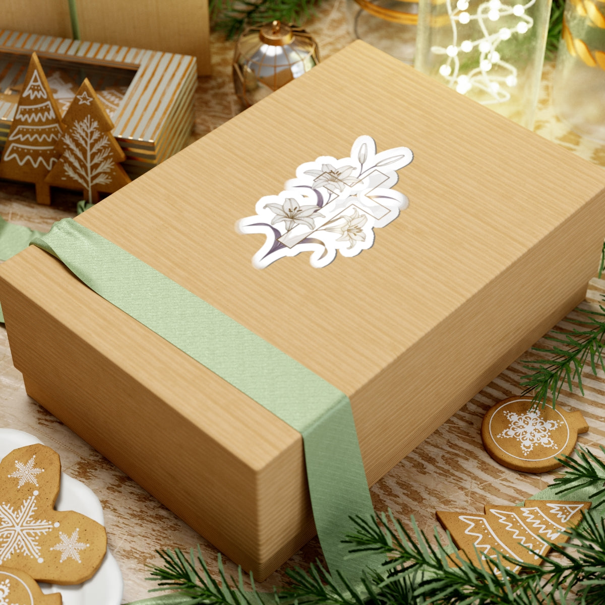 Elegant Lily Cross Design Faith Symbol Artistic product type