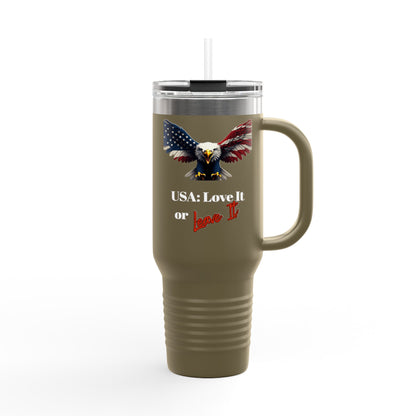 USA Love It Or Leave It Patriotic Eagle on a 40oz tumbler