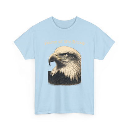 Engraved Eagle - Home of the Brave - text on the top of a Heavyweight T-shirt