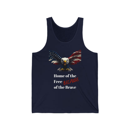 Home Of The Free Because Of The Brave Patriotic Eagle on a Premium Tank Top