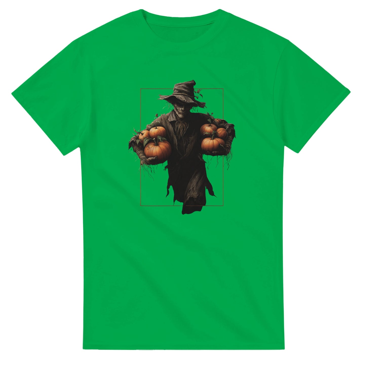 Spooky Harvest Scarecrow on a Heavyweight T-shirt