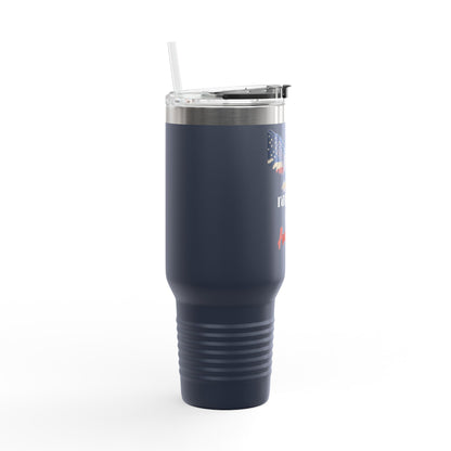 I'd Rather Be American Patriotic Eagle on a 40oz tumbler