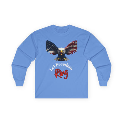 Let Freedom Ring Patriotic Eagle on a long sleeve tee