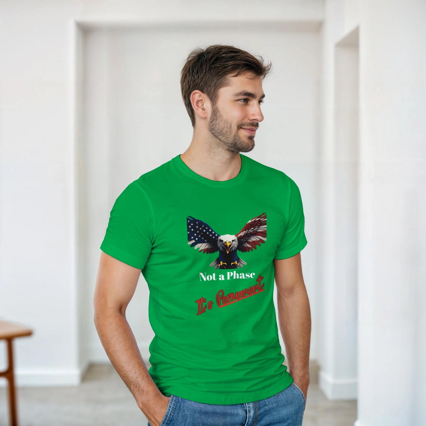 Not A Phase It's Permanent Patriotic Eagle on a Heavyweight T-shirt