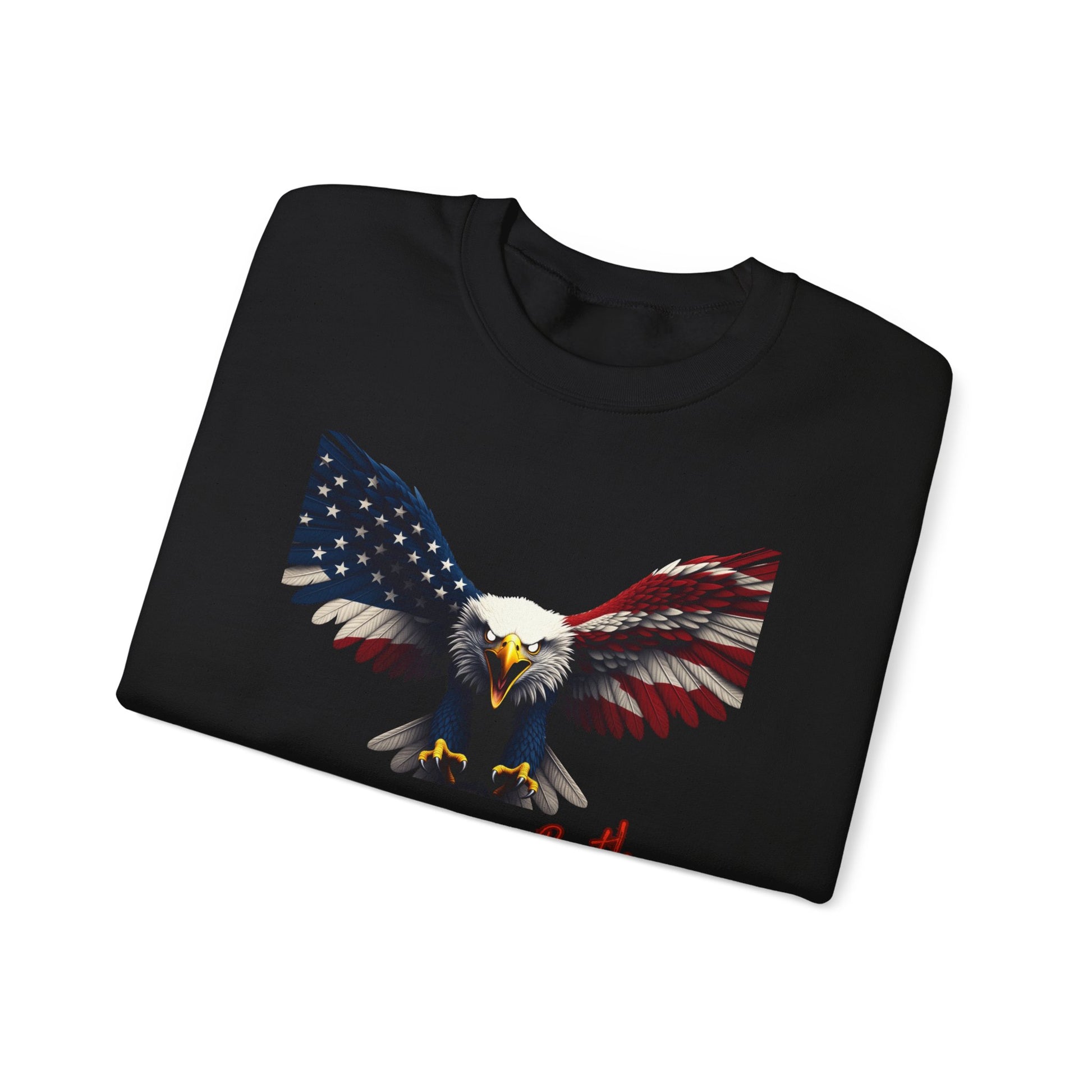 American By Birth Rebel By Choice Patriotic Eagle text on a Crewneck Sweatshirt