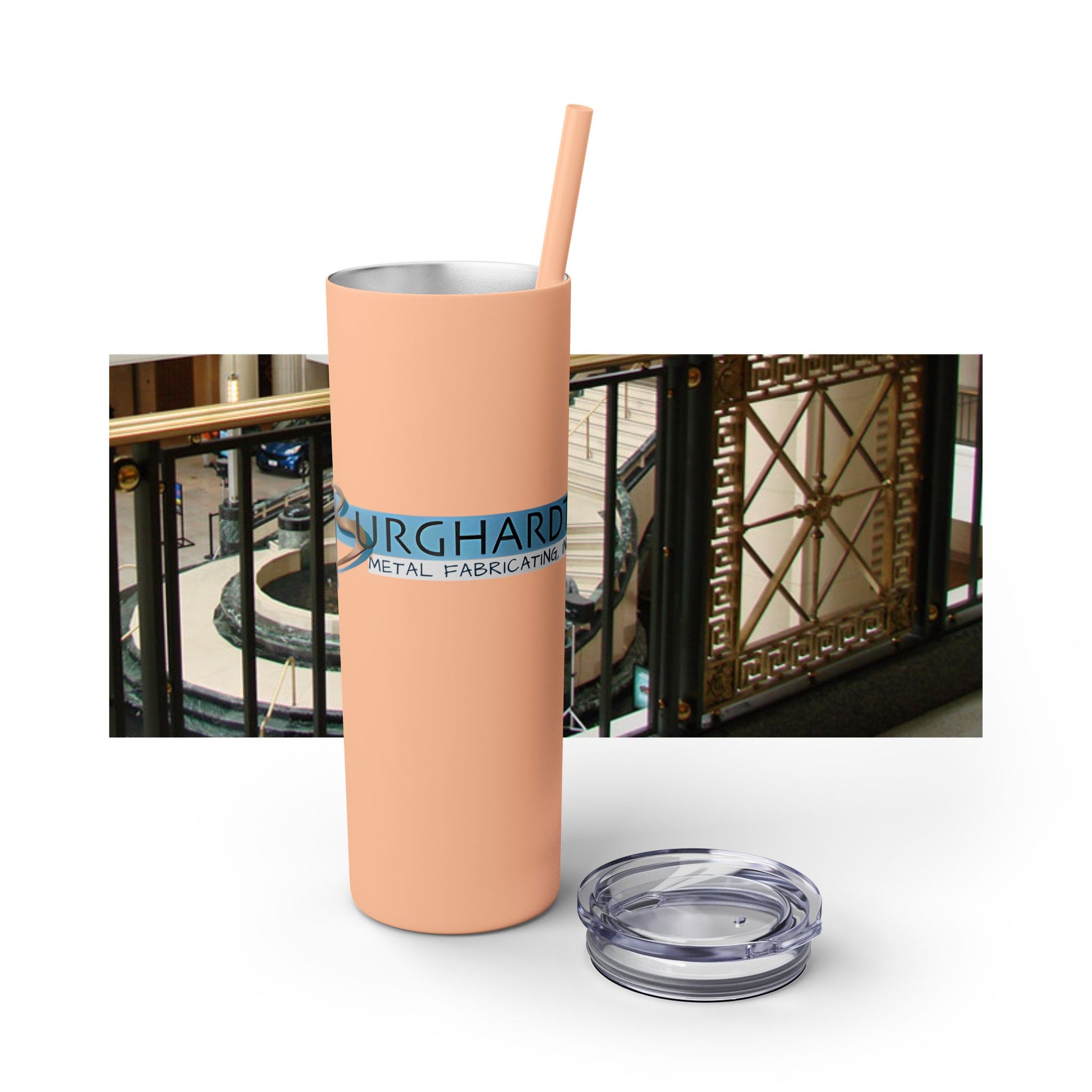 Burghardt Metal Fabricating, Inc., logo on a 20oz Skinny Tumbler