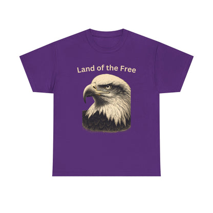 Engraved Eagle - Land of the Free - text on the top of a Heavyweight T-shirt