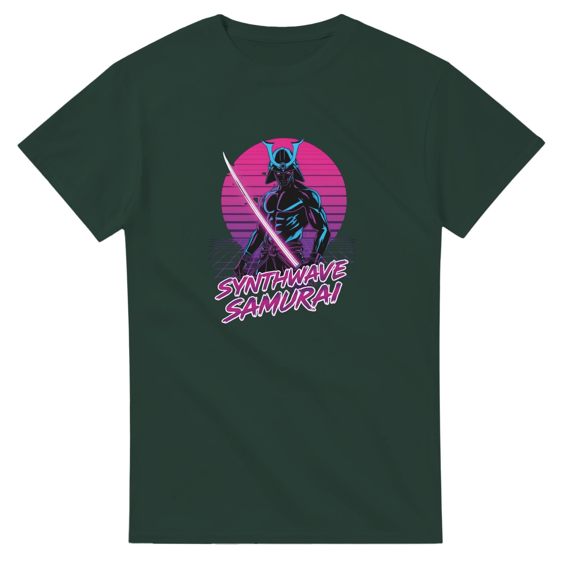 Synthwave Samurai graphic design on a Heavyweight T-shirt