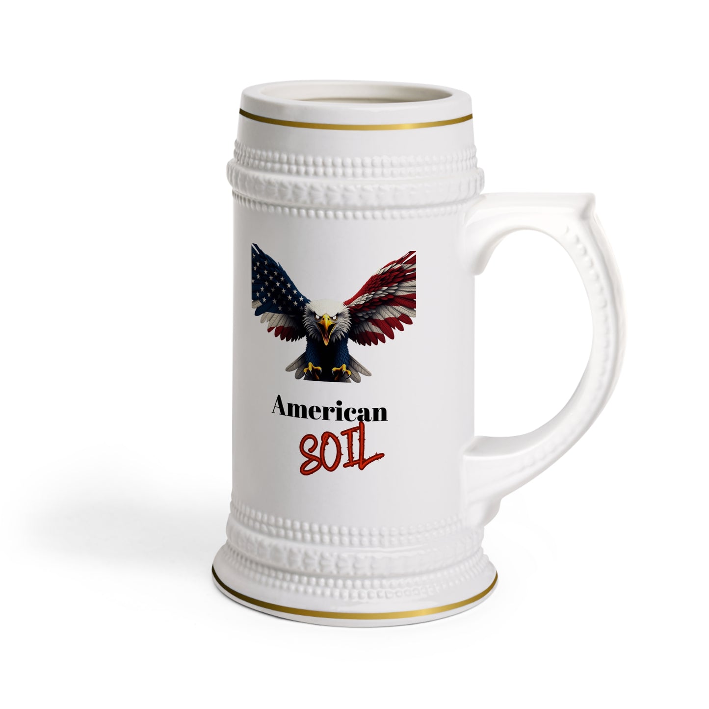 American Soil Patriotic Eagle on a 22oz Ceramic Beer Stein