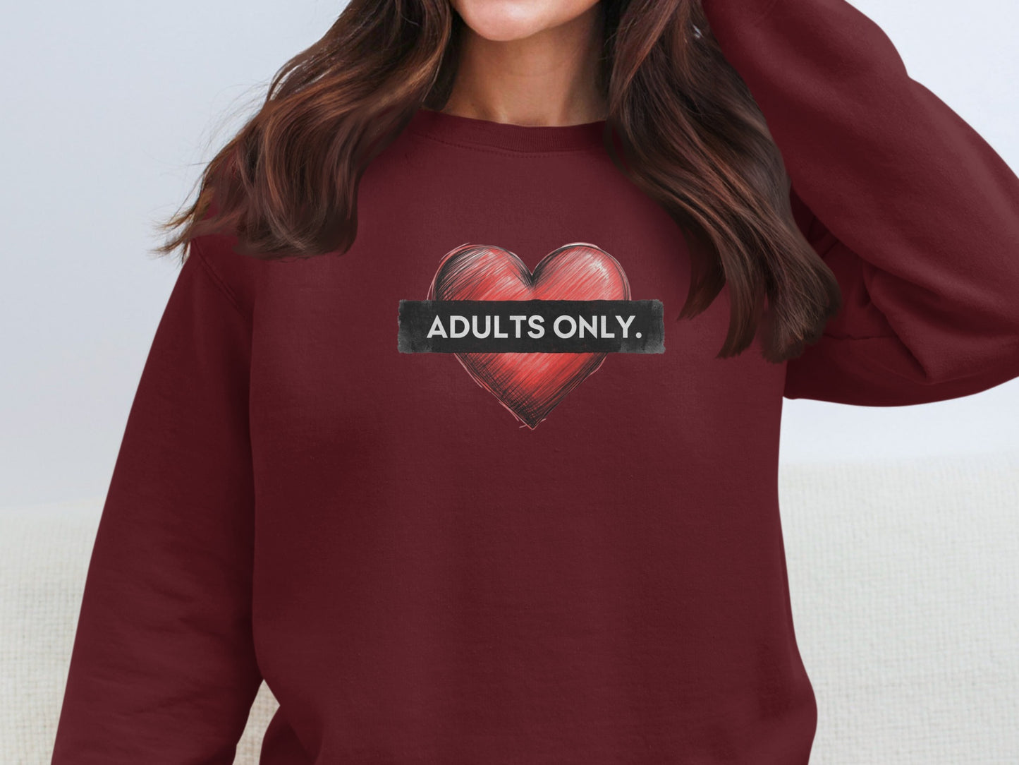 Adults Only Heart Graphic Long Sleeve Shirt