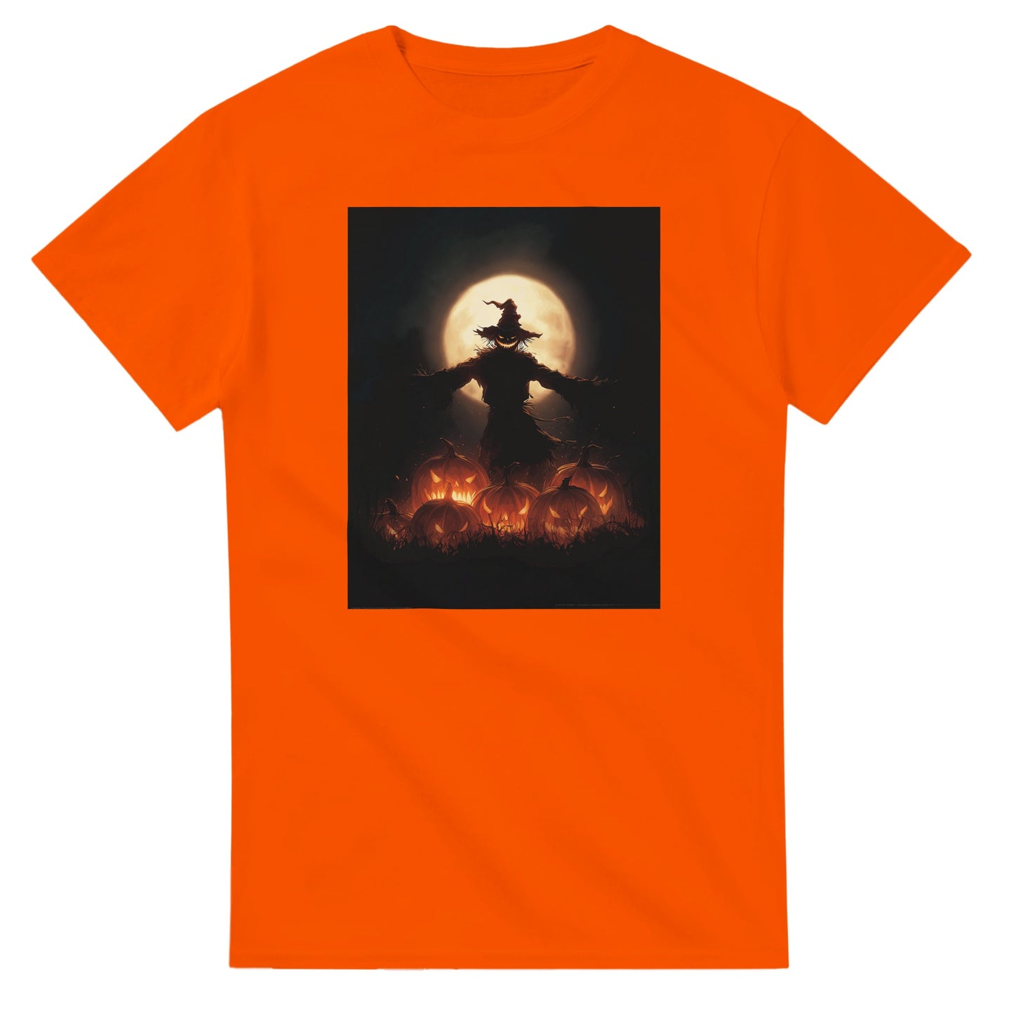 Spooky Scarecrow & Jack-O'-Lantern on a Heavyweight T-shirt
