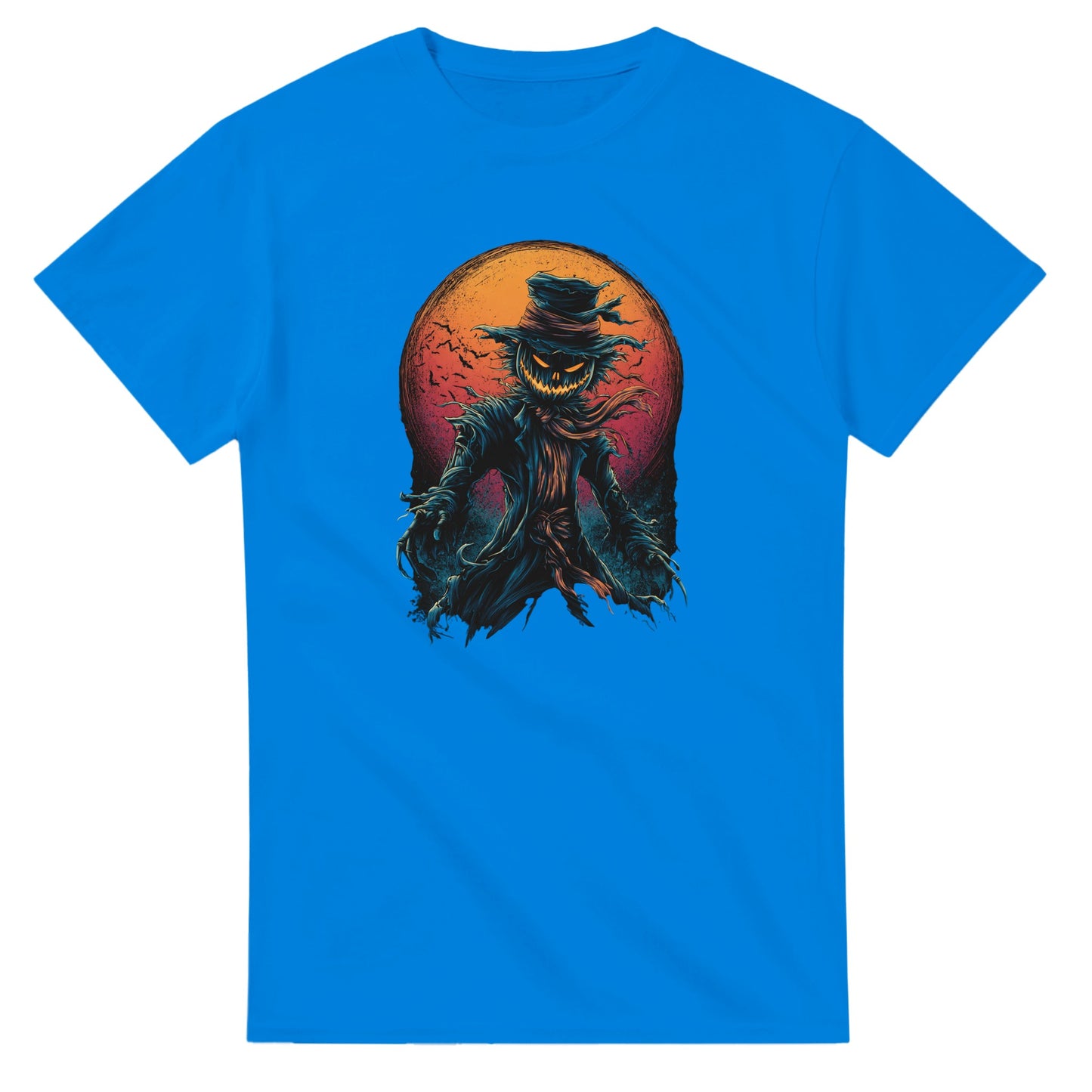 Scarecrow with Full Moon & Bats on a Heavyweight T-shirt