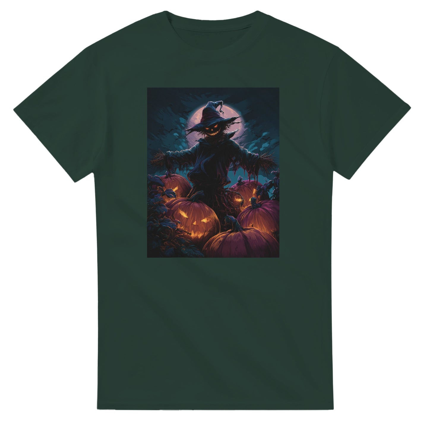 Jack-o'-Lanterns & Full Moon on a Heavyweight T-shirt