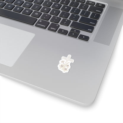 Delicate Cross Lily Floral Christian Art Sticker product type