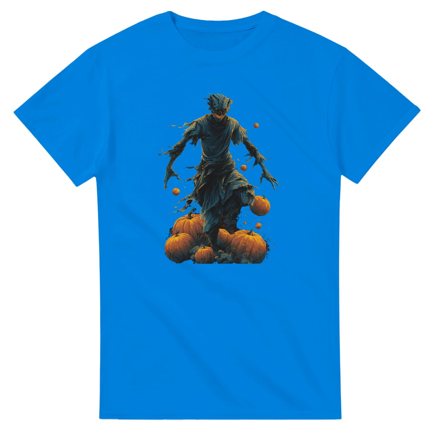 Haunting Harvest Scarecrow on a Heavyweight T-shirt