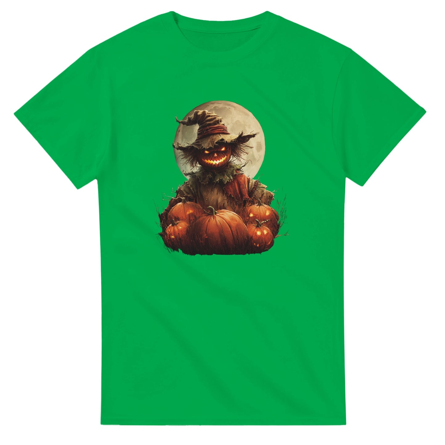 Spooky Scarecrow & Jack-O'-Lantern on a Heavyweight T-shirt