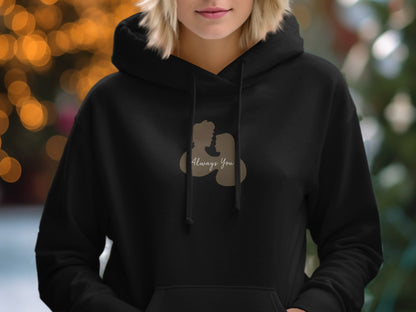 Always You Silhouette Design Black Hoodie