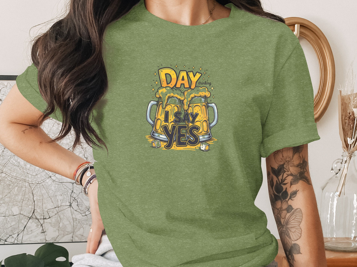 Day Drinking I Say Yes Graphic Fun T-shirt Product