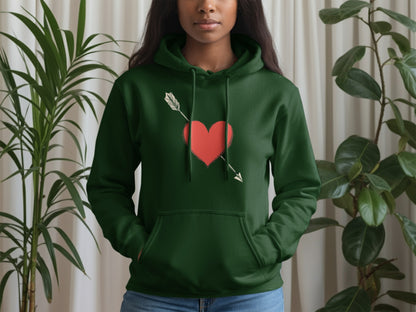 Green Hoodie with Heart and Arrow Design Hoodie