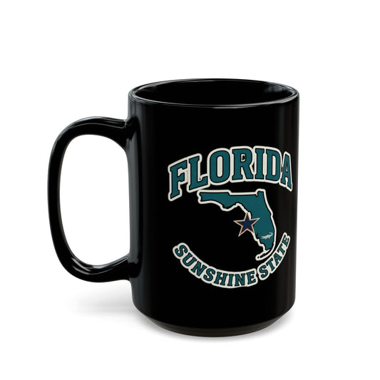 Black mug with "Florida Sunshine State" text and a star on the state outline.