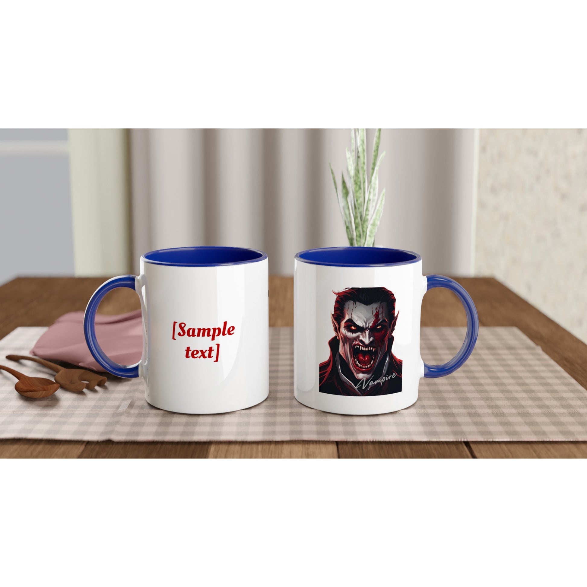 11oz ceramic mug with color inside vampire full face personalized